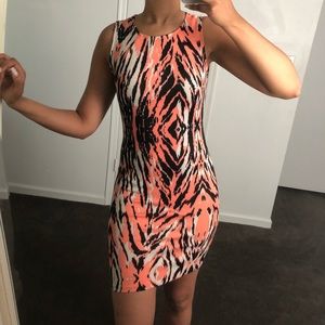 Aqua Fitted Printed Dress